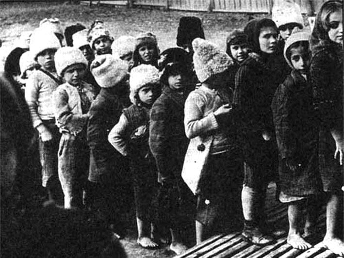 Group of Greek children during Greek civil war.